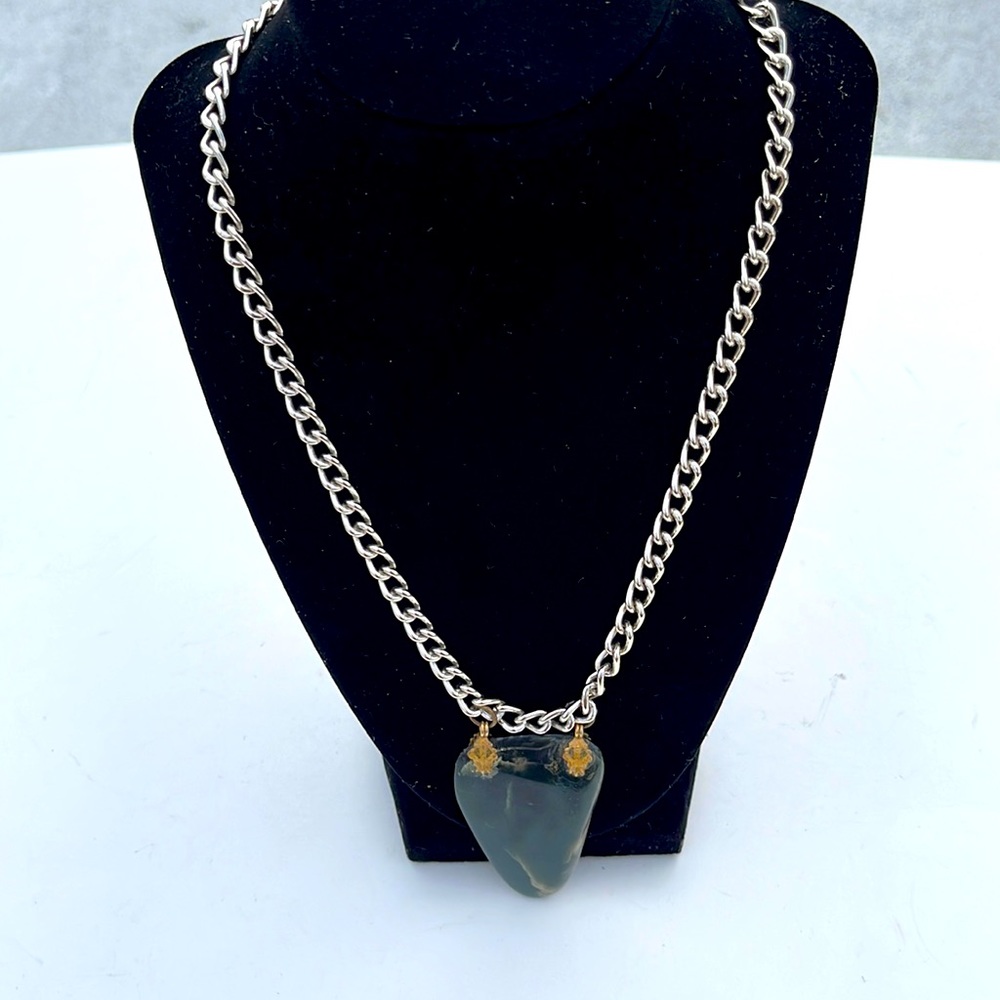 Alaska jade pendant necklace large vintage